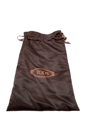 Lot 2094 - Tod's women's shoes, including leather loather shoes, two pairs, size 35 1/2 and 6 both in dust bags, studded black velvet flat pair, size 36 in dust bag and a boxed pair of dark brown suede ankle...