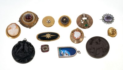 Lot 301 - Group of Victorian brooches and pendants together with an enamel pendant