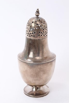 Lot 197 - Early 20th century Chinese silver sugar caster of plain baluster form, with pierced slip on cover