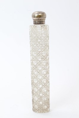 Lot 198 - Late 19th/early 20th century cut glass scent flask of long narrow, cylindrical form