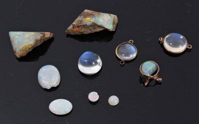 Lot 372 - Pieces of natural opal and moonstone