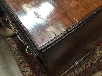 Lot 1116 - George I walnut and crossbanded chest of drawers, with caddy moulded top and brushing slide over four graduated drawers on bracket feet, 75cm wide x 44cm deep x 77cm high