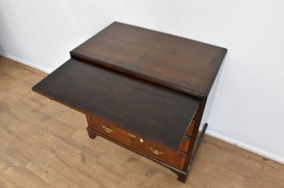 Lot 1116 - George I walnut and crossbanded chest of drawers, with caddy moulded top and brushing slide over four graduated drawers on bracket feet, 75cm wide x 44cm deep x 77cm high