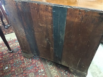 Lot 1116 - George I walnut and crossbanded chest of drawers, with caddy moulded top and brushing slide over four graduated drawers on bracket feet, 75cm wide x 44cm deep x 77cm high