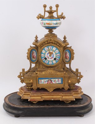 Lot 502 - 19th century French porcelain-mounted mantel clock