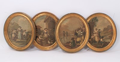 Lot 559 - Set of four 19th century oval coloured stipple engravings, depicting the seasons, glazed gilt frames, each 36 x 31cm