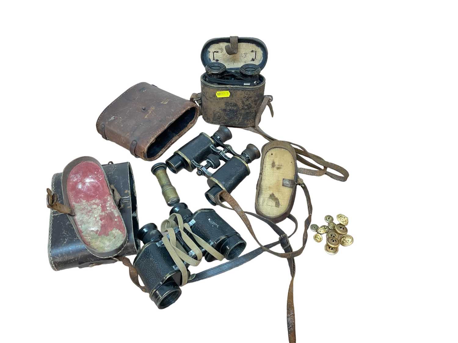 Lot 819 - Pair of Second World War binoculars together with two other pairs of binoculars (3)