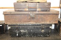 Lot 2590 - Two British Military tin trunks, together with...