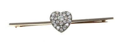 Lot 374 - Victorian diamond brooch with a heart shaped cluster of pavé set old cut 
diamonds