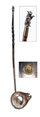 Lot 246 - Victorian silver ladle, the bowl inset with a George IV gold half sovereign coin