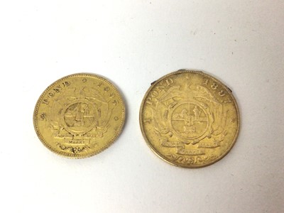 Lot 418 - South Africa - Mixed 'Kruger' gold coins to include 1 Pond 1897 and ½ Pond 1895 (N.B. Both ex mount) (2 coins)