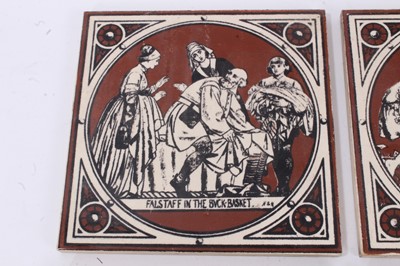 Lot 36 - Set of four Victorian tiles printed with scenes from Shakespeare, 15.25cm square