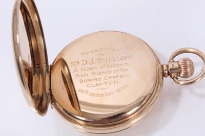 Lot 420 - 9ct gold Waltham half hunter pocket watch