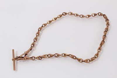 Lot 332 - Edwardian 9ct rose gold watch chain with fancy links, 38cm.