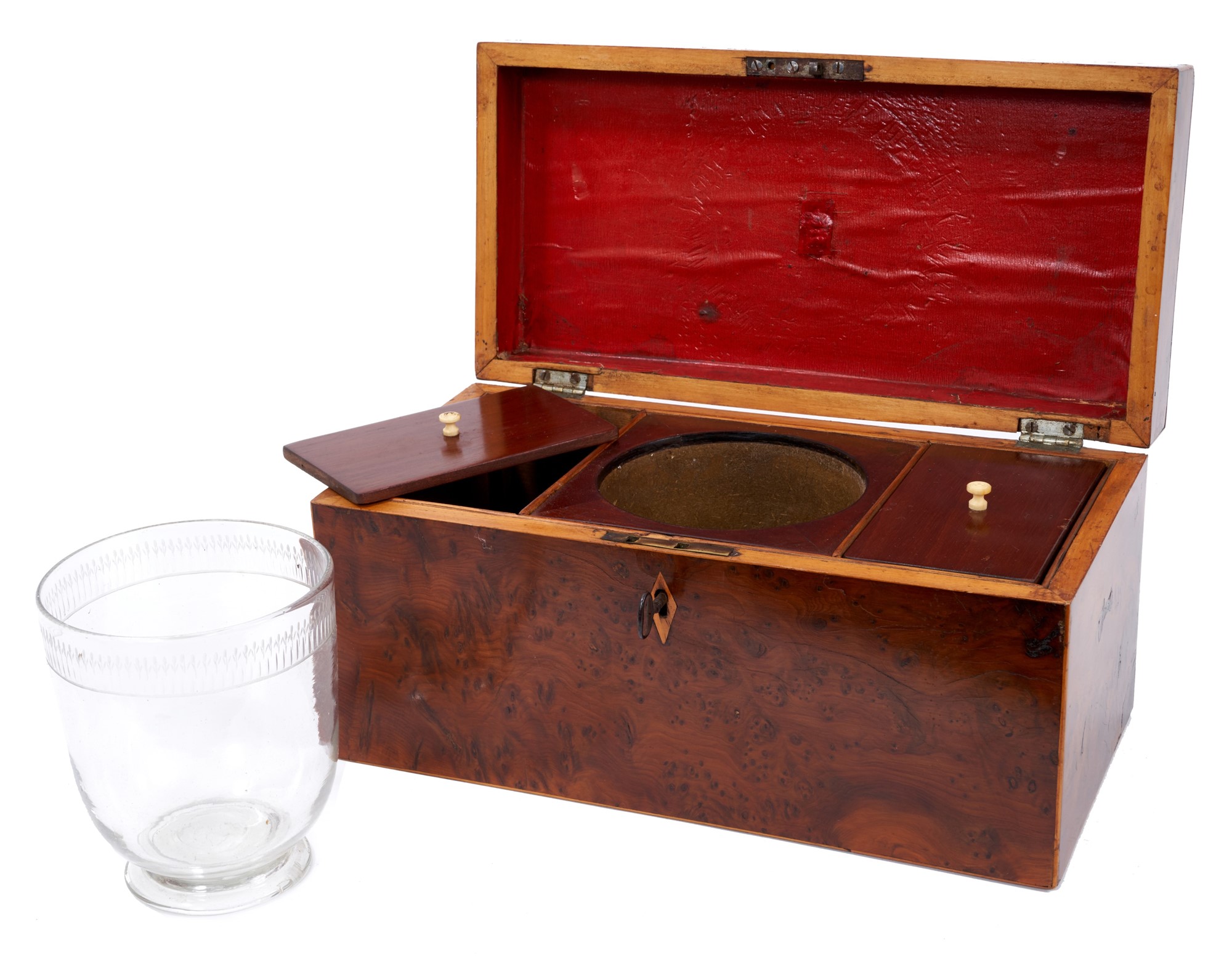 Lot 651 - Early 19th century figured yew wood tea