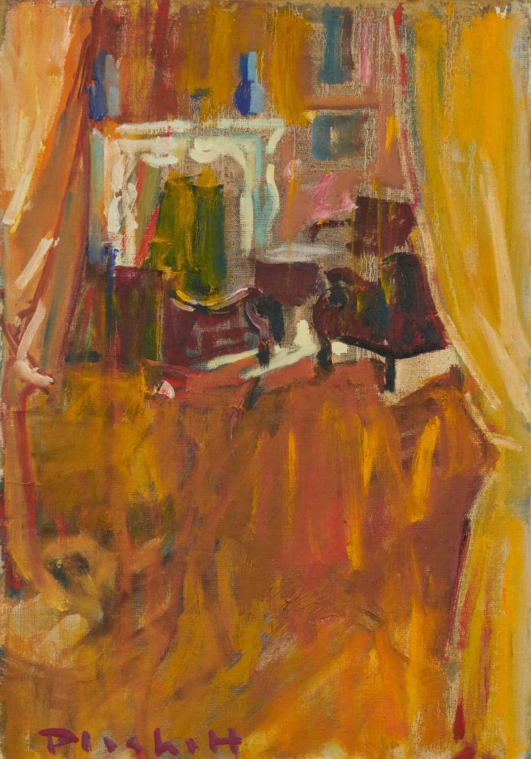 Lot 960 - Joseph Plaskett (1918-2014) oil on canvas - Still Life Interior, signed, unframed