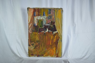 Lot 960 - Joseph Plaskett (1918-2014) oil on canvas - Still Life Interior, signed, unframed