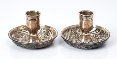 Lot 254 - Pair of Victorian Scottish silver Brighton Bun candlesticks, Edinburgh 1893