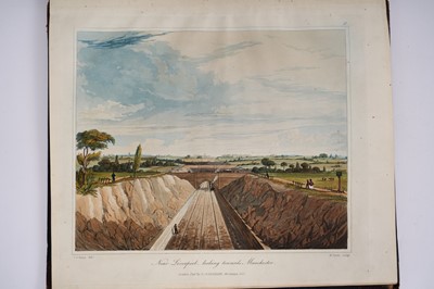 Lot 566 - Thomas Talbot Bury (1809-1877) -  Coloured Views on the Liverpool and Manchester Railway, London: Ackermann, 1831 Large quarto, title page, thirteen full-paged hand coloured plates, two folding pla...