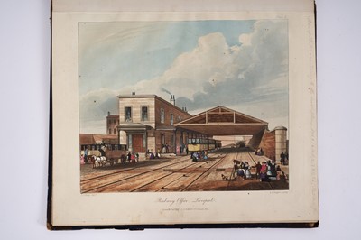 Lot 566 - Thomas Talbot Bury (1809-1877) -  Coloured Views on the Liverpool and Manchester Railway, London: Ackermann, 1831 Large quarto, title page, thirteen full-paged hand coloured plates, two folding pla...