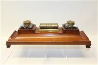 Lot 2701 - Early 20th century mahogany desk inkstand with...