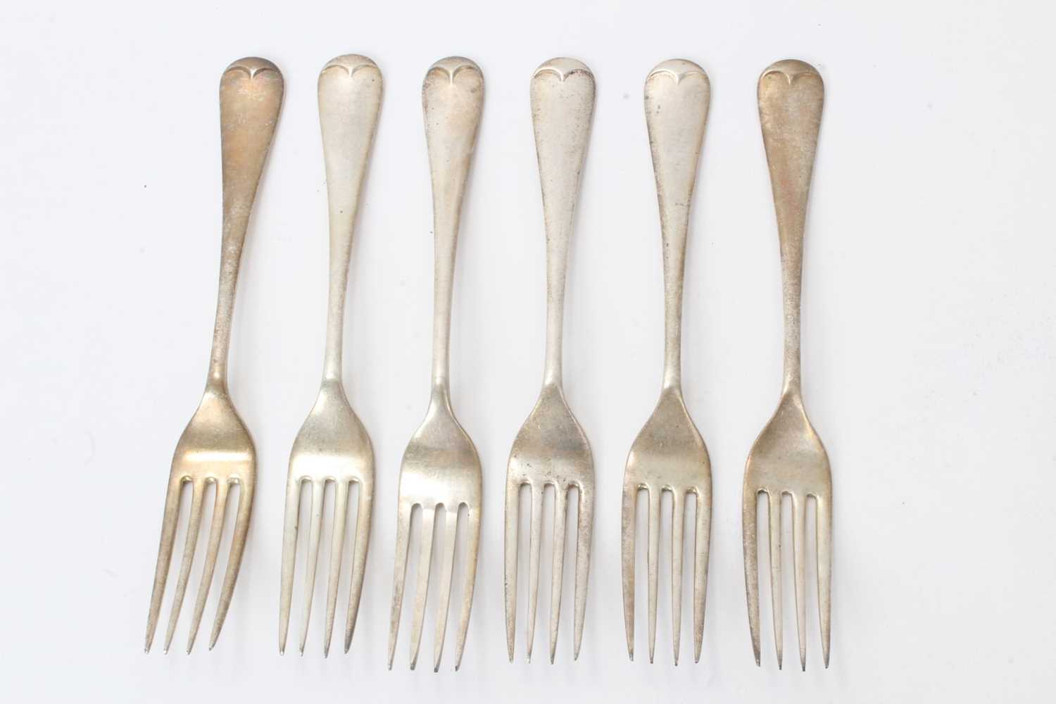 Lot 233 - Composite set of six Old English pattern dessert forks