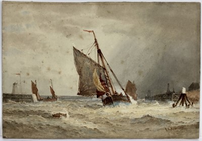 Lot 27 - Frederick James Aldridge (1850-1933) watercolour - Shoreham Harbour, signed