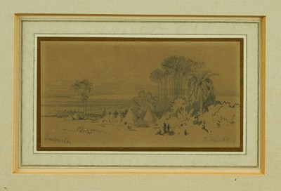 Lot 872 - Edward Lear (1812-1888) pencil drawing - Timbuctoo, signed and inscribed, 7cm x 13.5cm, in glazed gilt frame