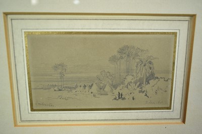 Lot 872 - Edward Lear (1812-1888) pencil drawing - Timbuctoo, signed and inscribed, 7cm x 13.5cm, in glazed gilt frame