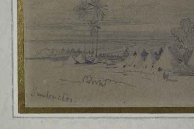 Lot 872 - Edward Lear (1812-1888) pencil drawing - Timbuctoo, signed and inscribed, 7cm x 13.5cm, in glazed gilt frame