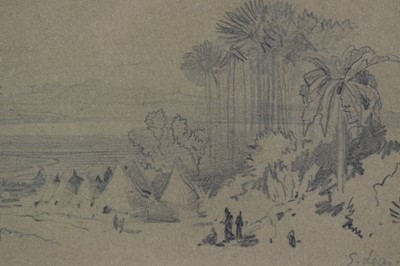 Lot 872 - Edward Lear (1812-1888) pencil drawing - Timbuctoo, signed and inscribed, 7cm x 13.5cm, in glazed gilt frame