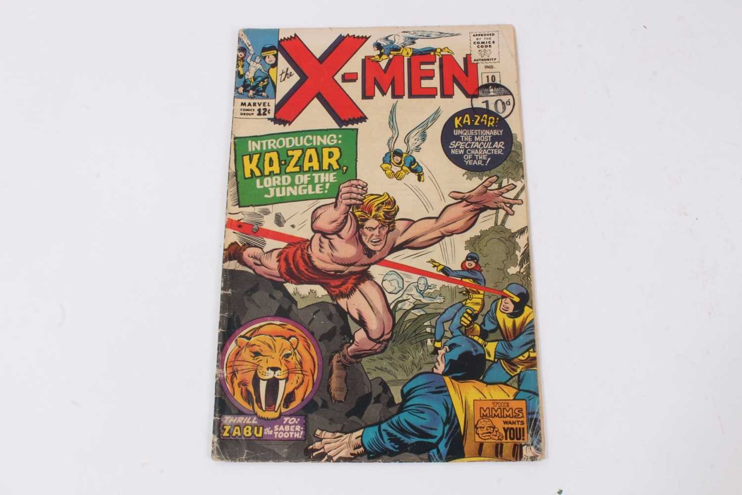 Lot 16 - Marvel Comics X-men #10 (1965). First silver age apperance of Ka-Zar, priced 12 cents. (1)