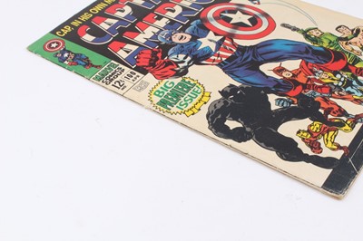 Lot 8 - Marvel Comics Captain America #100 (1968). Big premiere issue, first solo series and Black Panther apperance. Jack Kirby work. Priced 12 cents. (1)