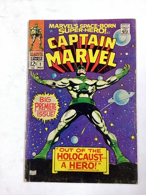 Lot 71 - Marvel Comics Captain Marvel #1 (1968). 1st solo title and 3rd apperance priced 12 cents. Together with Captain Marvel #1 (1979) and other Captain marvel comics. Also includes Ms Marvel #1 (1977) f...