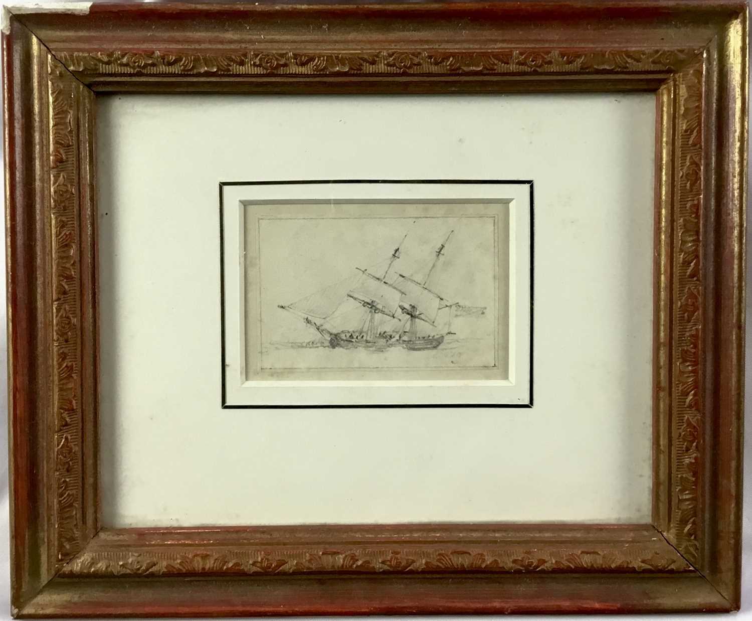 Lot 23 - Edward William Cooke  (1811-1880) marine pencil sketch, together with an etching