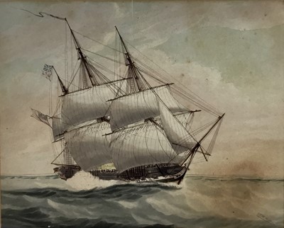 Lot 43 - William Huggins (1820-1884) handcoloured marine engraving and another