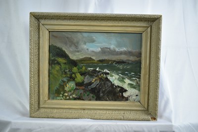 Lot 943 - Gabriel Summers (b. 1962) oil on board - Isle of Lewis, near Borve, a further sketch verso, 24cm x 32cm, in painted frame