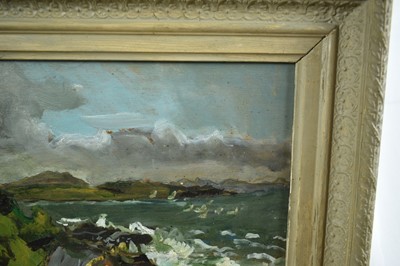 Lot 943 - Gabriel Summers (b. 1962) oil on board - Isle of Lewis, near Borve, a further sketch verso, 24cm x 32cm, in painted frame