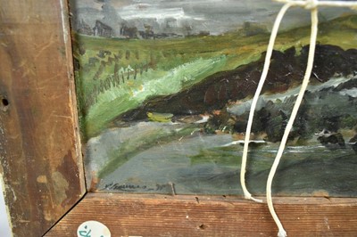 Lot 943 - Gabriel Summers (b. 1962) oil on board - Isle of Lewis, near Borve, a further sketch verso, 24cm x 32cm, in painted frame