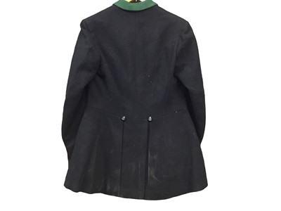 Lot 789 - Vintage Moss Bros black hunting coat with green collar and New Forest Buckhounds buttons