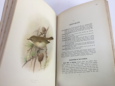 Lot 792 - Two volumes- H. Eliot Howard, The British Warblers - A history with problems of their lives, illustrated by Henrik Gronvold, published Porter, London, 1907-1914, half calf bound