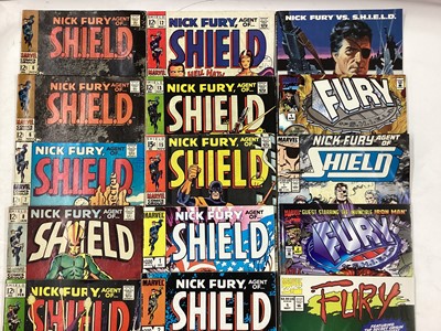 Lot 76 - Marvel Comics Nick Fury, Agents of SHIELD (1968 to 1969). Small group to include issue 15, 1st apperance of Bullseye. Priced 12 and 15 cents. Together with some 80's Nick Fury, Agents of SHIELD. (2...