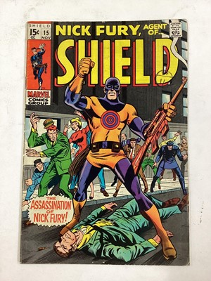Lot 76 - Marvel Comics Nick Fury, Agents of SHIELD (1968 to 1969). Small group to include issue 15, 1st apperance of Bullseye. Priced 12 and 15 cents. Together with some 80's Nick Fury, Agents of SHIELD. (2...