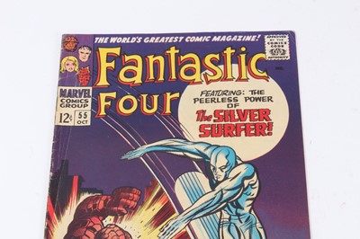 Lot 6 - Marvel Comics Fantastic Four #55 (1966). Classic Thing vs. Silver Surfer cover. Priced 12 cents. (1)