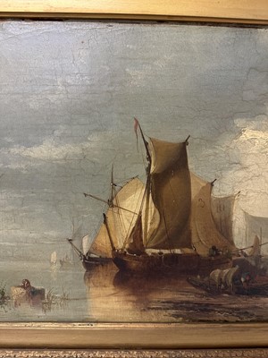 Lot 935 - James Webb (1825-1895) oil on canvas - View of the Island of Marken, Holland, inscribed verso, 30cm x 55cm, in gilt frame 
Provenance: The Dujarden Family, note verso