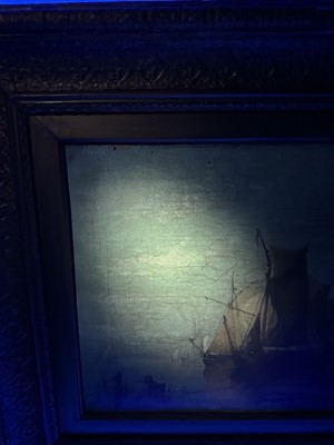 Lot 935 - James Webb (1825-1895) oil on canvas - View of the Island of Marken, Holland, inscribed verso, 30cm x 55cm, in gilt frame 
Provenance: The Dujarden Family, note verso