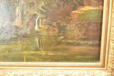 Lot 945 - Herbert H. Gilchrist, late 19th century, oil on canvas - Leeds Castle, signed, 53cm x 65cm, in gilt frame