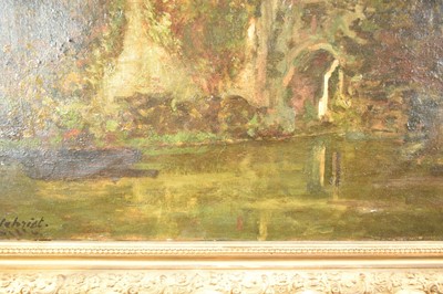 Lot 945 - Herbert H. Gilchrist, late 19th century, oil on canvas - Leeds Castle, signed, 53cm x 65cm, in gilt frame