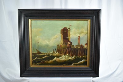 Lot 1340 - Manner of John Moore of Ipswich (1820-1902) oil on canvas - The Harbour, bearing signature, 38cm x 46cm, framed