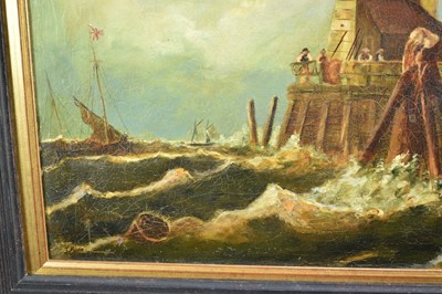 Lot 1340 - Manner of John Moore of Ipswich (1820-1902) oil on canvas - The Harbour, bearing signature, 38cm x 46cm, framed